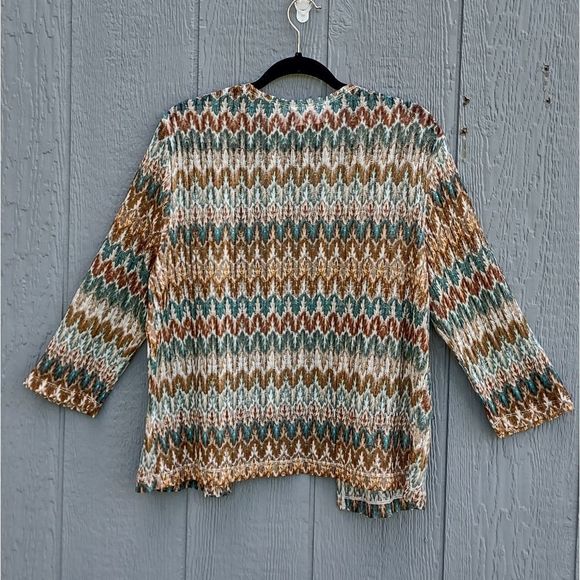 ALFRED Dunner Chevron Stripe Cardigan Medium - Picture 2 of 7